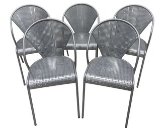 Modern Perforated Metal Chairs (Set Of 5)