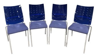 Blue Acrylic & Suede Side Chairs (Set Of 4) #1