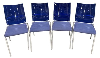 Blue Acrylic & Suede Side Chairs (Set Of 4) #2