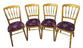 Upholstered Napoleon III-Style Gilded Chairs (Set Of 4) #1