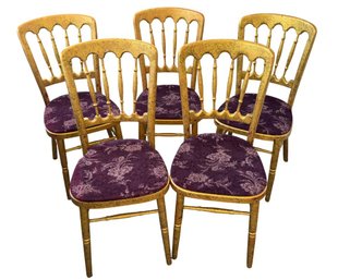 Upholstered Napoleon III-Style Gilded Chairs #2 (Set Of 5)