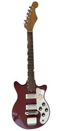 Vintage Mid-Century Red Electric Guitar (Believed To Be 1960s Teisco MJ-2L)