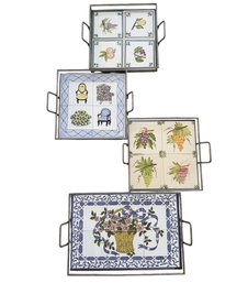 Grouping Of Ceramic Tile Serving Trays (4-Piece Set)