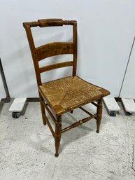 Authentic Hitchcock -Nichols-Stone Chair With Rush-Seat And Painted Stencil (Circa 1900)