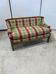 Federal Style Inspired Settee With Upholstered Arms