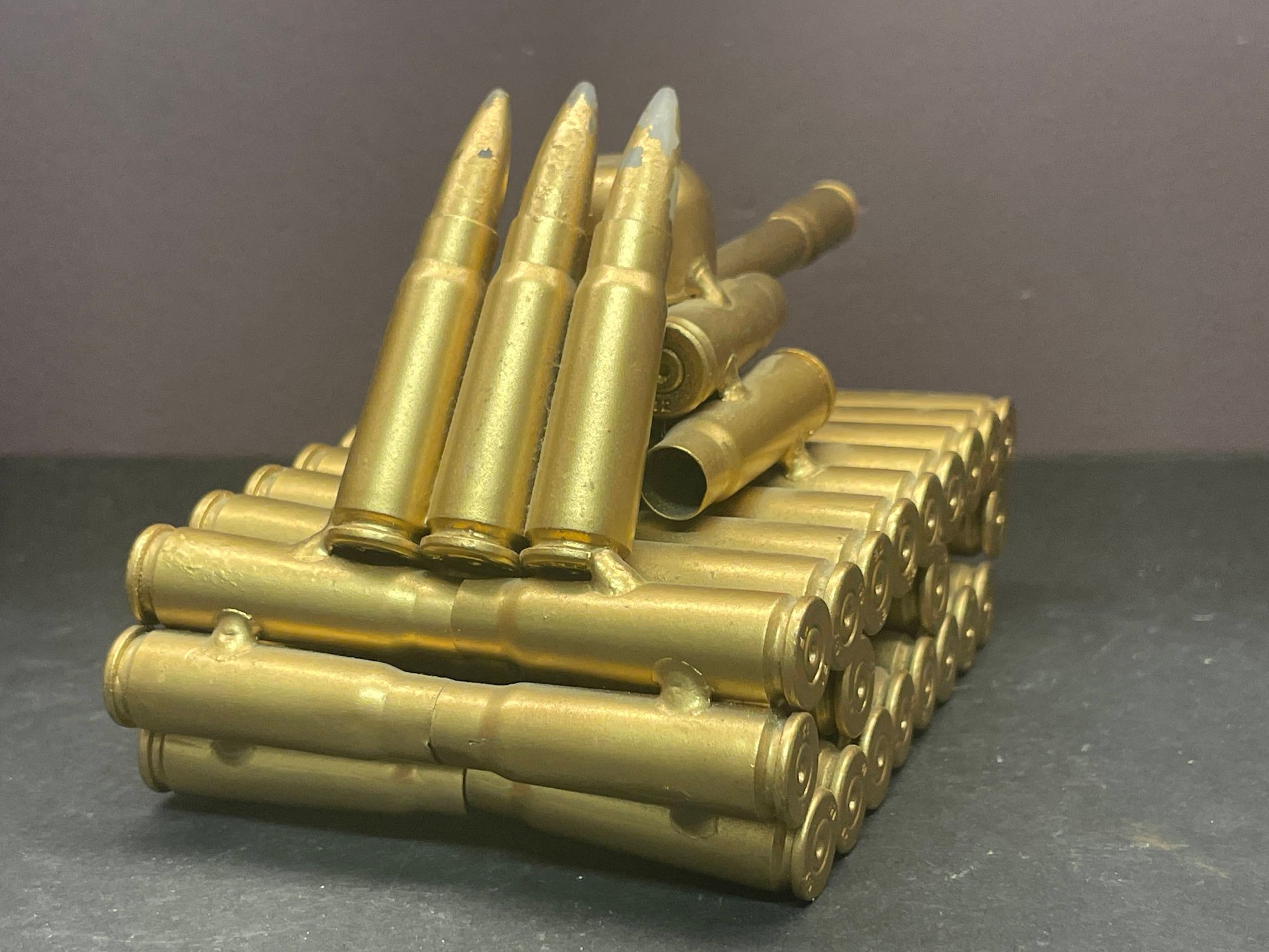 TRENCH ART - SHELL CASING TANK - PAINTED #5393 | Auctionninja.com