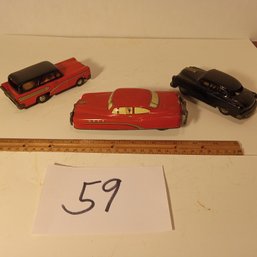 3 Vintage Tin Friction Cars