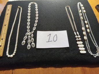 White Tone Necklace Lot