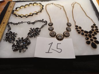 Mixed Black & Goldtone Necklace Lot - Some Named