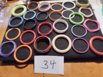 Large Lot Chunky Plastic Bangle Bracelets
