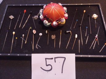 STICK PIN LOT W/PIN CUSHION