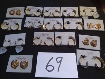 CARDED PIERCED EARRING LOT - 16PR