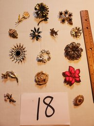 FLOWER BROOCH LOT