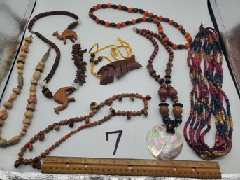 WOODEN NECKLACE LOT