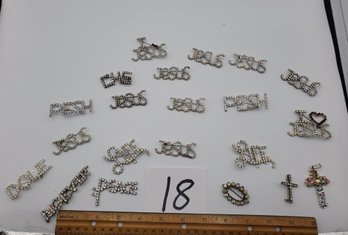 RELIGIOUS RHINESTONE BROOCH LOT