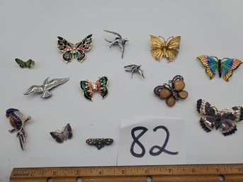 BUTTERFLY AND BIRD BROOCHES