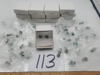 LARGE LOT MULTIPLE GREEN NOS PIERCED EARRINGS