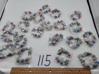 LARGE LOT FAUX PANDORA STYLE XMAS BRACELETS
