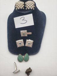 STERLING EARRING & CUFFLINK LOT 80 GRAMS TOTAL - ALL MARKED