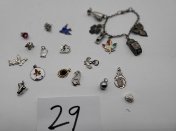 STERLING CHARM BRACELET W/ADDITIONAL CHARMS (43 GRAMS)