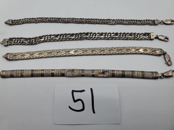 STERLING SILVER BRACELET LOT (53 GRAMS) ALL MARKED