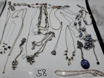 SILVER TONE NECKLACE LOT