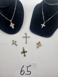 STERLING SILVER RELIGIOUS CROSS LOT (ALL MARKED STERLING)