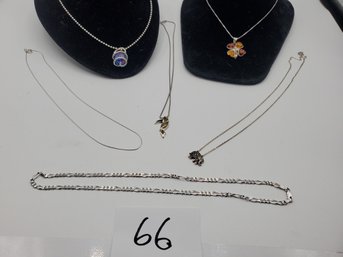 STERLING SILVER NECKLACE LOT (43 GRAMS) ALL MARKED