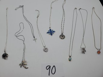 STERLING SILVER NECKLACE LOT (57 GRAMS) ALL MARKED