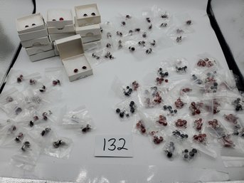 PIERCED EARRINGS (13 BOXED STUDS & MANY SINGLE)