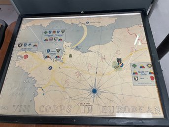 2PC FRAMED MAP - VIII CORPS IN EUROPEAN THEATER