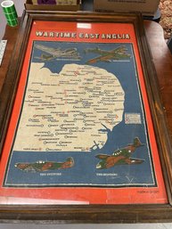 WARTIME EAST ANGLIA - PRINTED COTTON LINEN FRAMED - MADE IN JAPAN