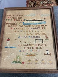NEEDLEPOINT SAMPLER - ALICE FINLEY, MAY STAHL, CAROLINE STAHL 1928 - 15X18