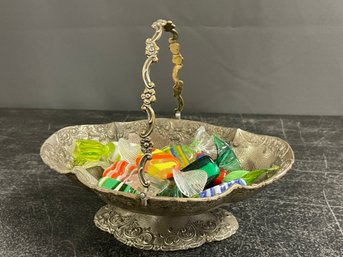 METAL CANDY DISH WITH MURANO GLASS CANDIES
