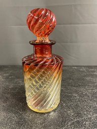 BACCARAT GLAS ROSE SWIRL TIENTE 8' COLOGNE BOTTLE