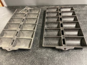2 CAST IRON FRENCH ROLL PANS