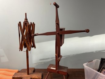 ANTIQUE 4 SPOKE YARN WINDER WITH UMBRELLA SWIFT