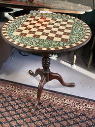 TILED 3 LEGGED TABLE - GORGEOUS! CHESSBOARD