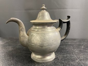Ca. 1820 AMERICAN PEWTER TEAPOT - EBEN SMITH