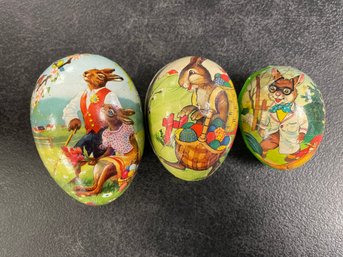 LOT OF 2 WEST GERMANY PAPER MACHE VINTAGE EASTER EGGS