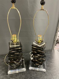 2 LUCITE TABLE LAMPS MCM