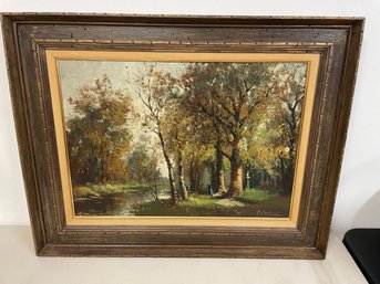 LARGE OIL PAINTING - LANDSCAPE - WOODLANDS - SEE PIC FOR ARTIST