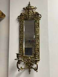 BRASS BEVELED GLASS WALL SCONCE - STUNNING