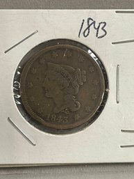 LOT OF 4 BRAIDED HAIR LARGE CENTS 1843/1849/1851 1854