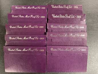 10 US MINT PROOF SETS 1984/1989/1990