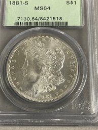 PCGS MS64 MORGAN SILVER DOLLAR 1881-S