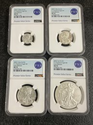 FIJI 2023 MS70 4-COIN SET T-1 FRACTIONAL EAGLE SET