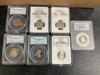 LOT OF 7 GRADED/SLABBED COINS SILVER PROOF ULTRA CAMEOS