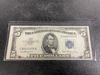 $5 1953 BLUE SEAL US CURRENCY
