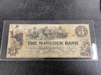 $3 1854 ELLSWORTH, MAINE BROKEN BANK NOTE